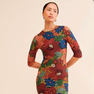 Farm Rio - Stitched Flowers Midi Dress - Size XL